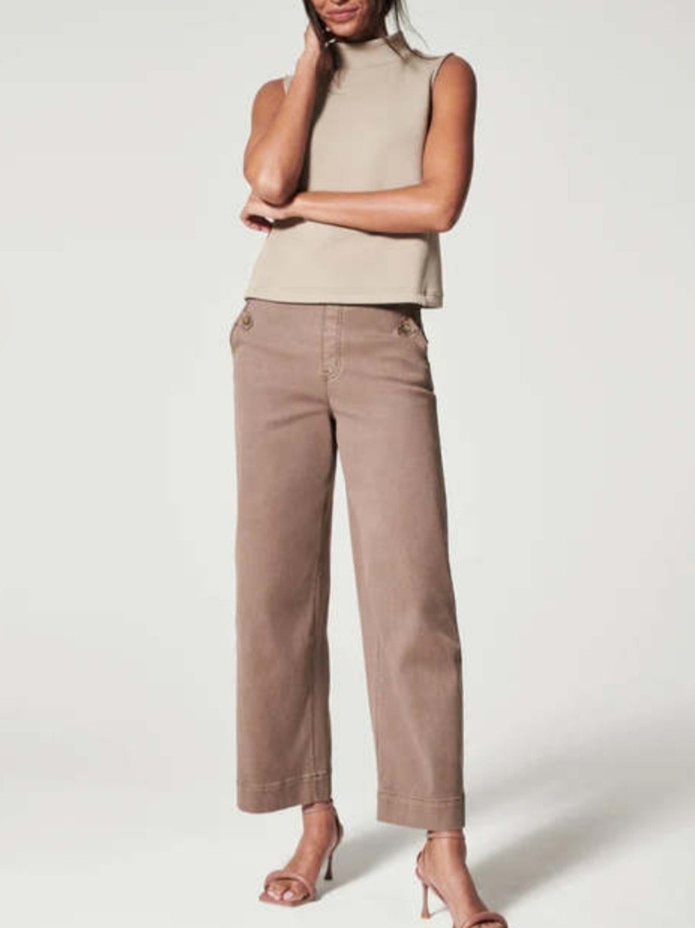 SPANX Stretched Twill Cropped Wide Leg Pants